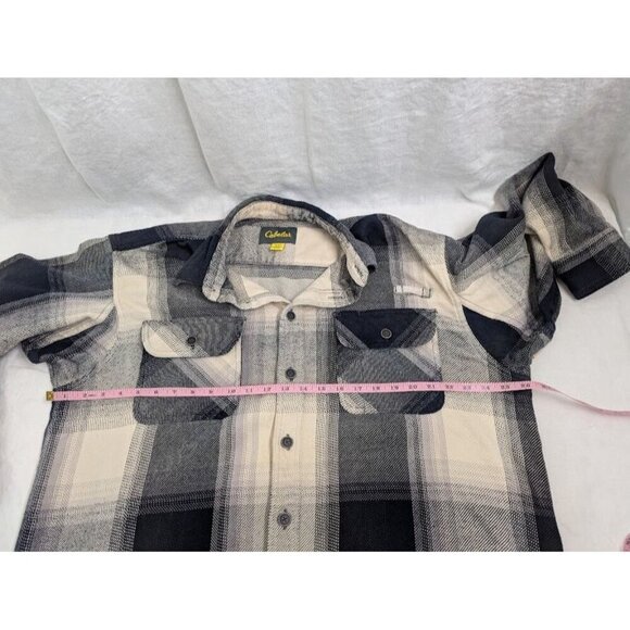 Cabela's Men's XL regular button up flannel, quality, cream black gray, heavy B6 - Picture 7 of 8